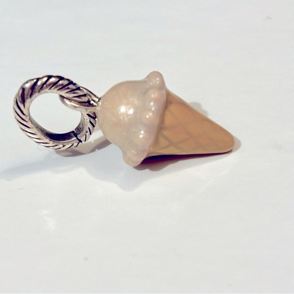🆕 Brighton Ice Cream Cone charm in pink and tan enamel Retired - Picture 3 of 4
